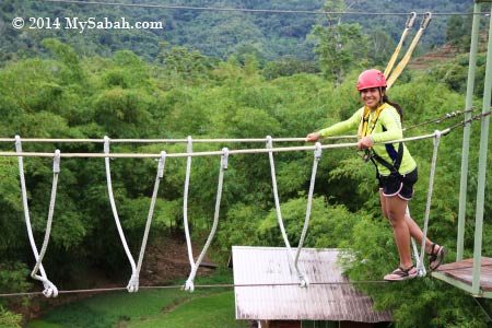 high ropes challenge: Burma Bridge