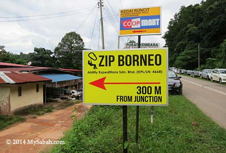signboard of Zip Borneo