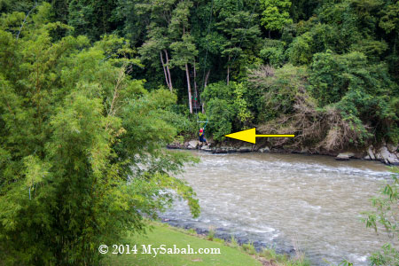 zipline across Kiulu River