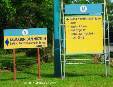 signboard to UMS Aquarium (Akuarium dan Muzium)