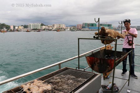 barbecue on the boat