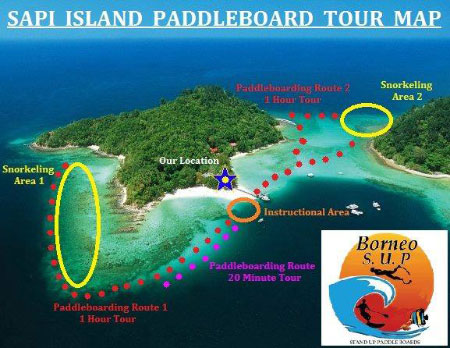 routes of Stand Up Paddle Boarding on Sapi Island