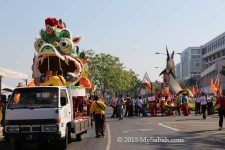 Unicorn (Qilin) Head and parade in Kota Kinabalu City