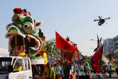 drone approaching Unicorn (Qilin) Head