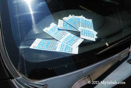 parking tickets on dashboard
