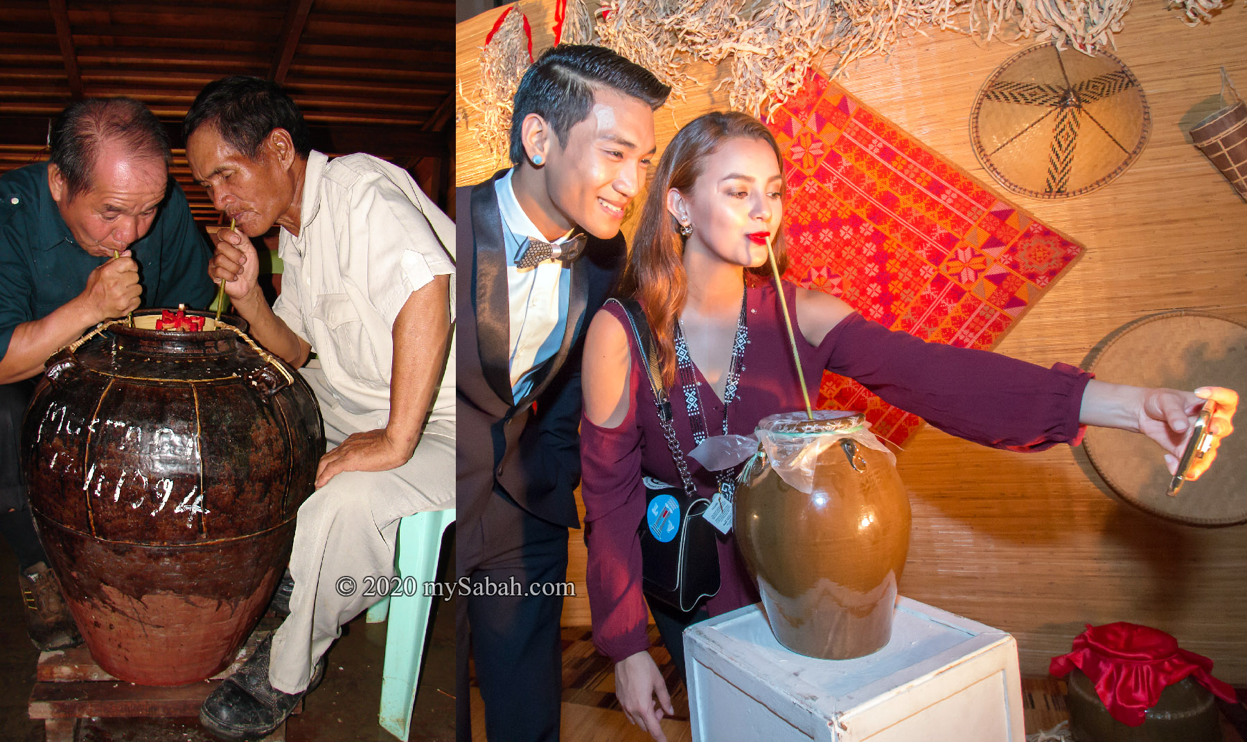 Sipping Tapai from a jar (tajau)