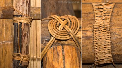 Wood and poles bind by rattan ropes