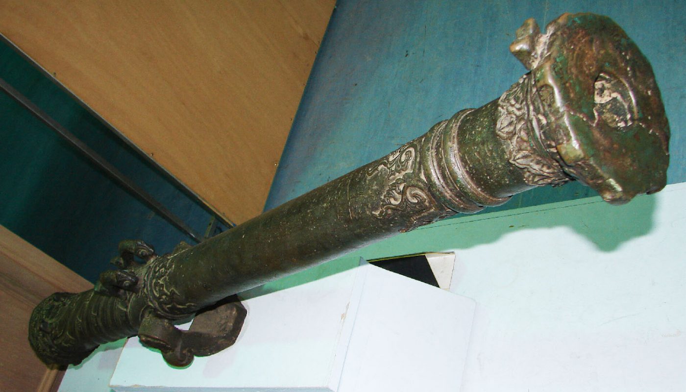 antique brass cannon