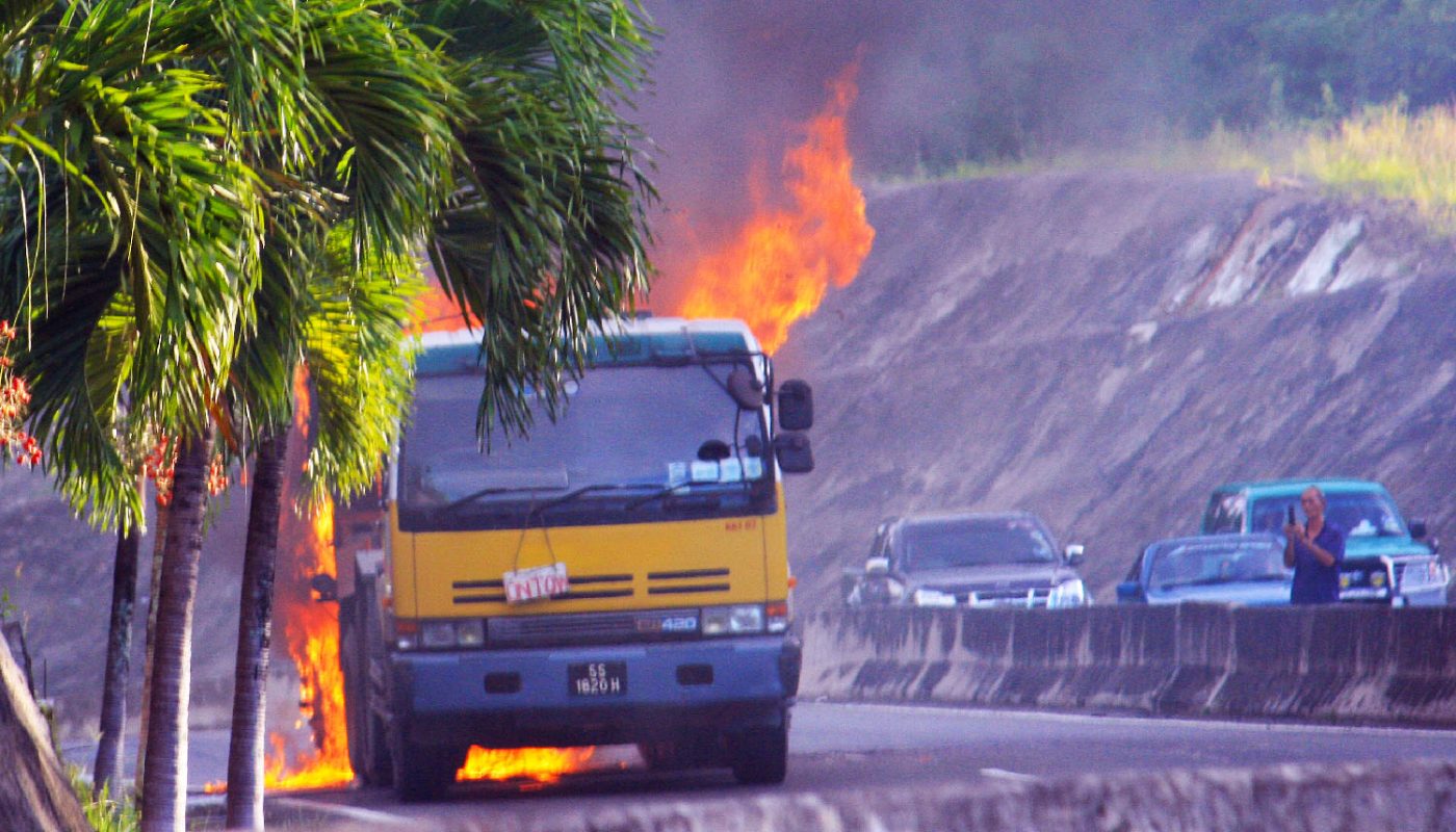 burning truck