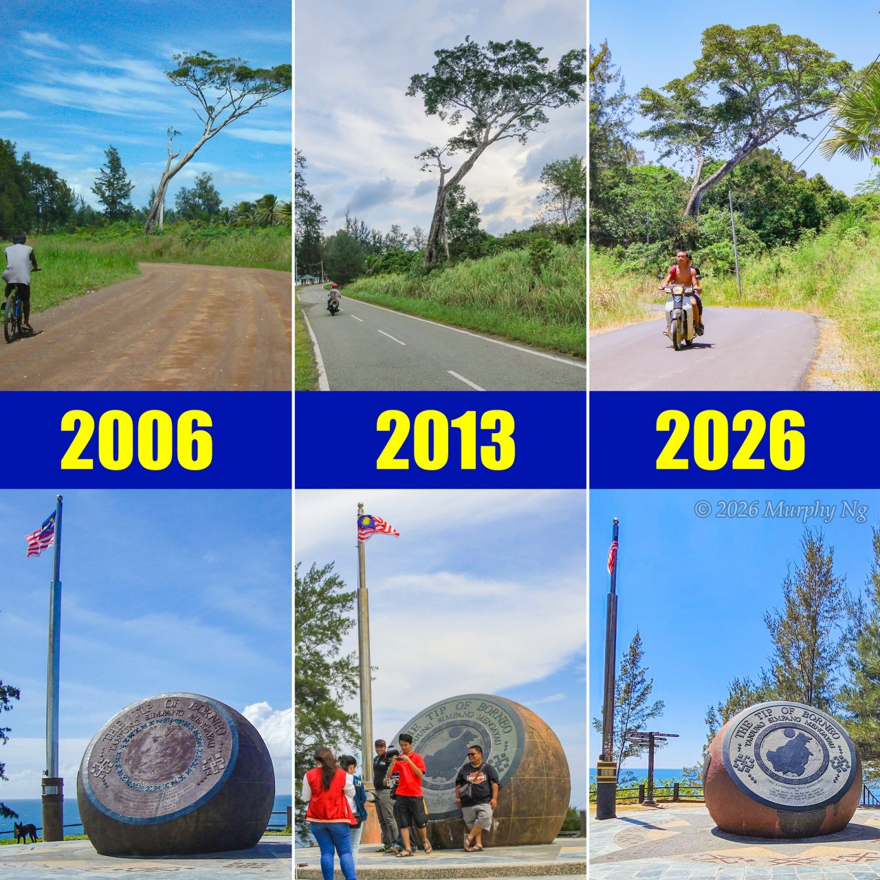 Comparing the Tip of Borneo in 2006, 2013 and 2026.