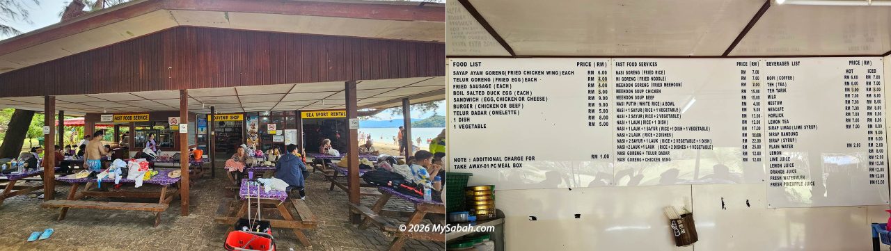 Koktas Cafe on Manukan Island and their food menu