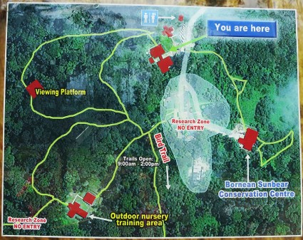 Layout map of Sepilok Orangutan Rehabilitation Center