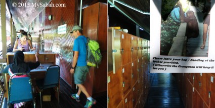 Visitors keeping their bags in lockers