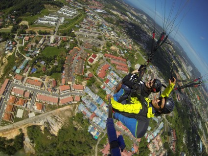 Flying on top of Menggatal town