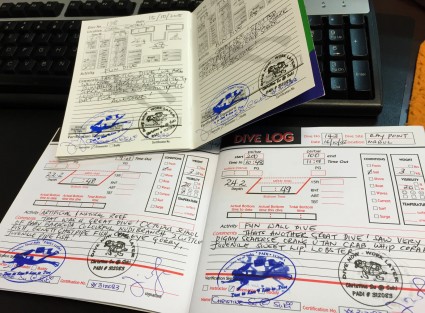 Dive log book