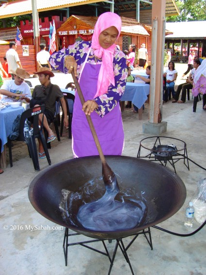 Making Ambuyat, the staple food of Sabah people in south-west