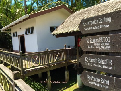 Toilet (left) and signage of Sago Information Center