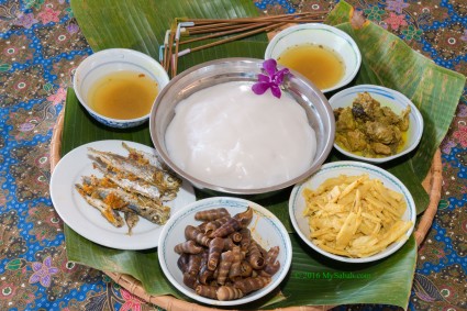Ambuyat with side dishes