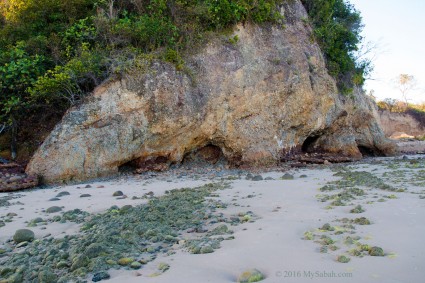 Small caves at the base of hill