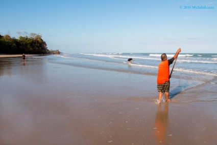 Villagers fishing at Tempurong Beach