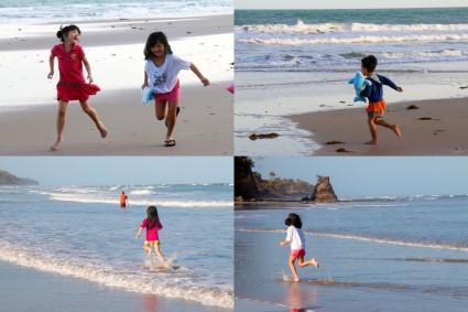 Children running on the beach