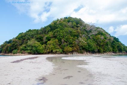 High tide floods the sand bar