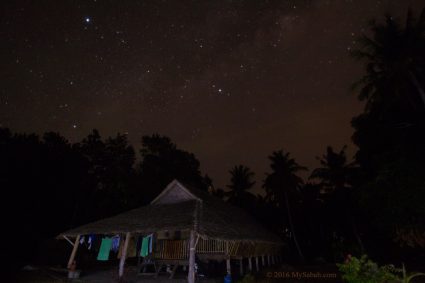 Longhouse under the starry sky