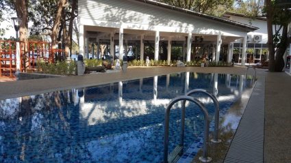 Swimming pool for guests and scuba diving courses