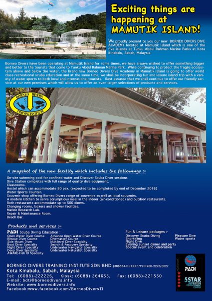 Brochure of Borneo Divers Dive Academy