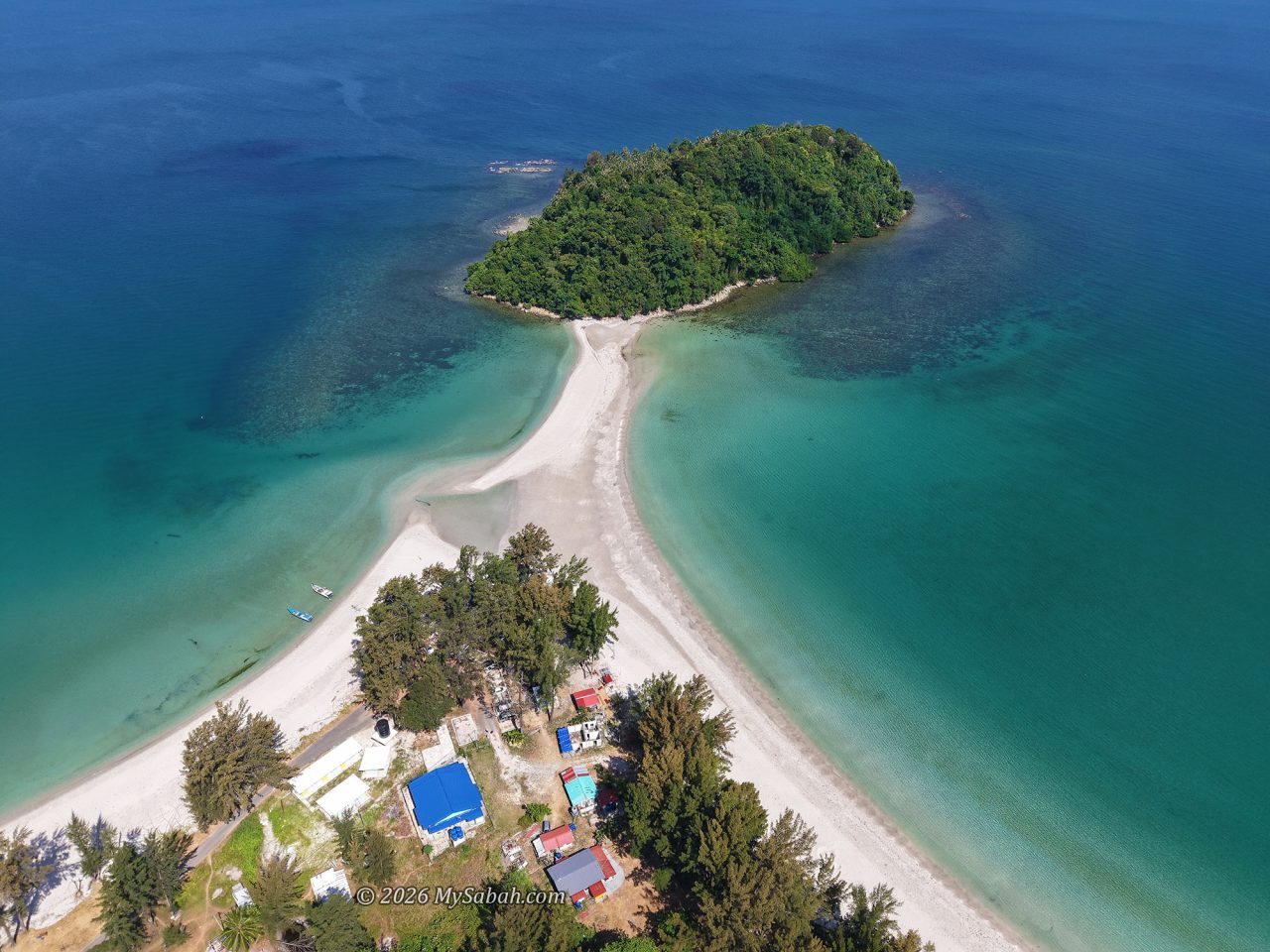Aerial view of Kelambu Island and Beach