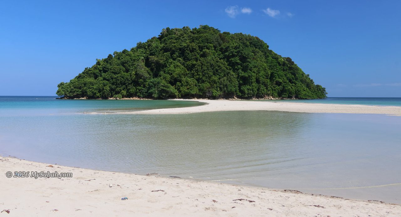 High tide floods the sand bar