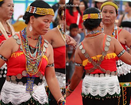 Himpogot worn as shoulder bands by a Murut Paluan woman