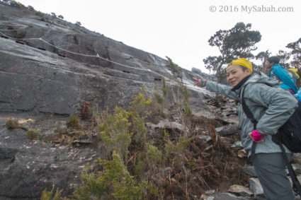 Starting point of the steepest rock climbing section