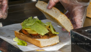 preparing food on food truck