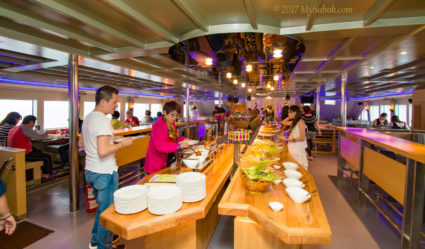 International dinner buffet served onboard