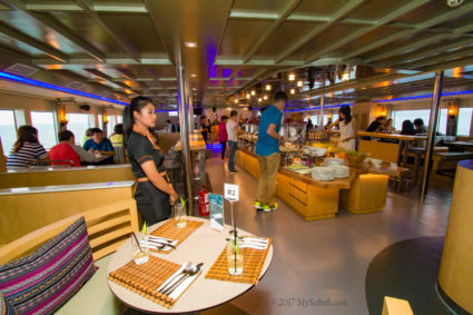 Spacious and comfortable lower deck area of North Borneo Cruises