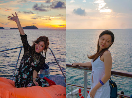 Happy time on different boats (left: Sea Tango, right: North Borneo Cruises)