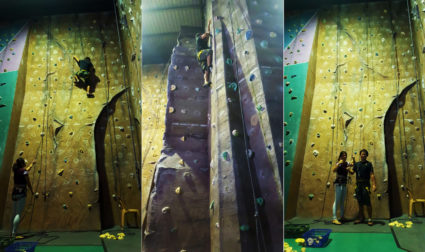 me trying wall climbing