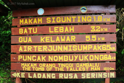 Signage to the tombs of Gambaliu and Sigunting