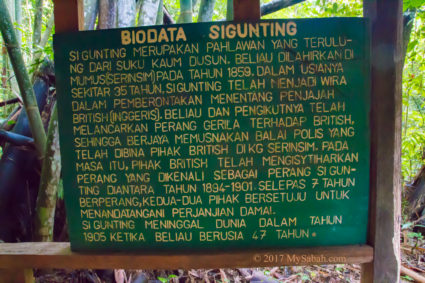 Biodata of Sigunting (in Malay language)