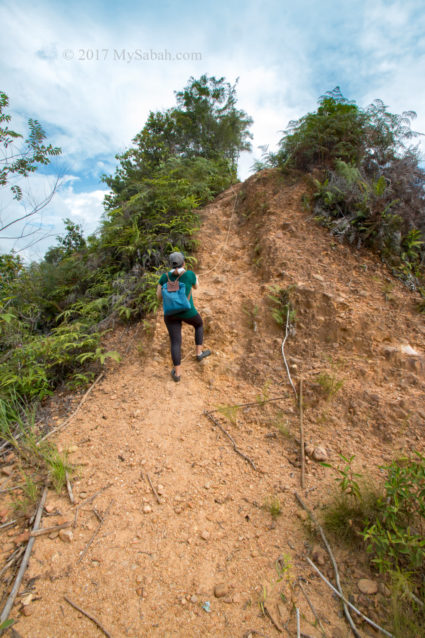 Climbing over the steep section