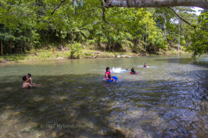 swimming in river