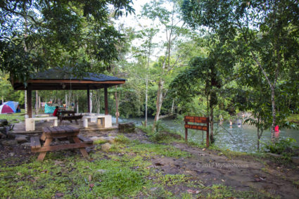 gazebo and benches at riverside