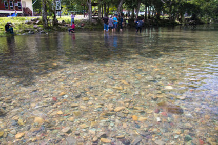 Colorful rocks in the river