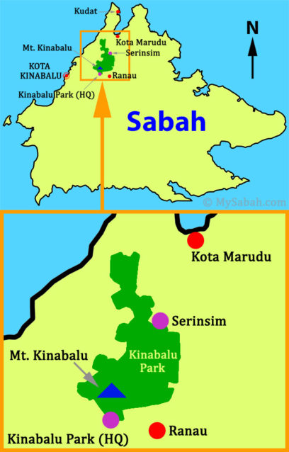 Location of Serinsim and Kinabalu Park