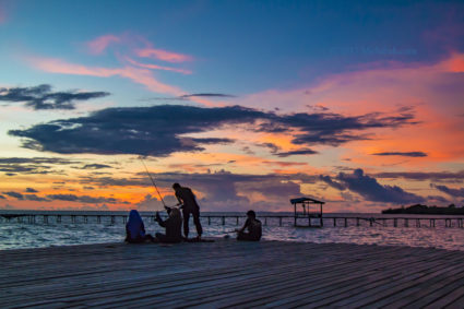 Local anglers got busy after sunset