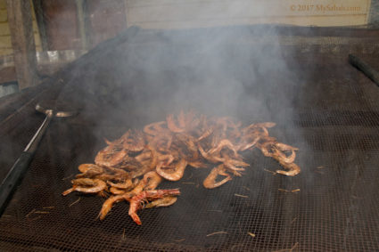 Only two villages, Kampung Sambah and Kampung Penimbawan, produce Smoked Shrimps (Udang Salai)