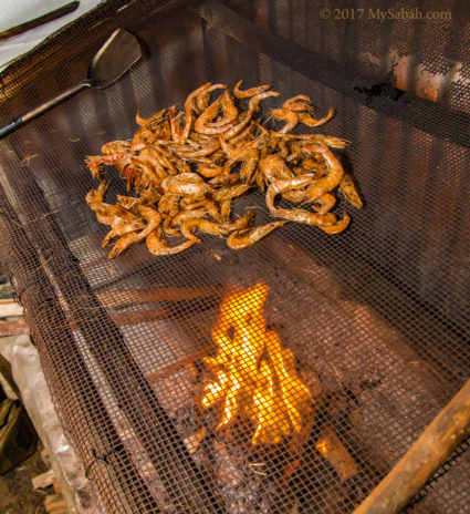 smoking fresh shrimps