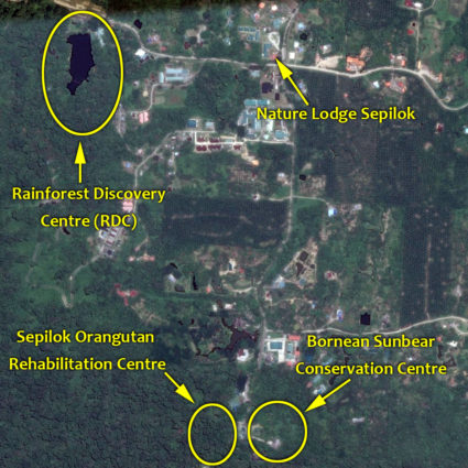 Location of Nature Lodge Sepilok and its surrounding attractions