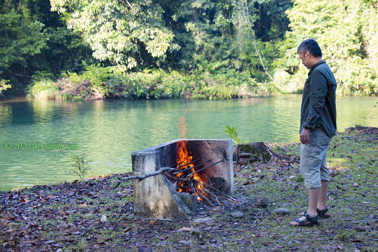 Fire pit at the river side